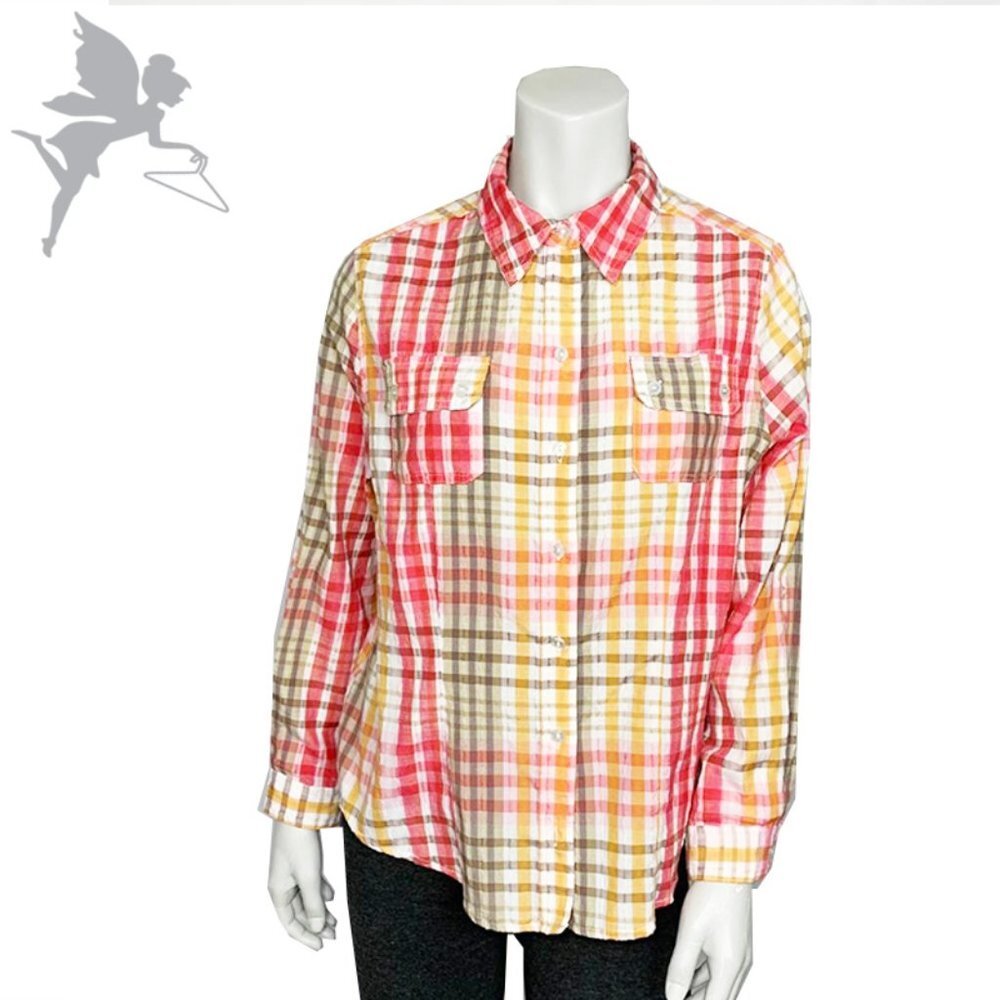 ALIA Plaid button down top